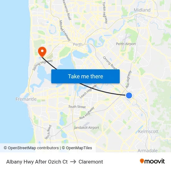Albany Hwy After Ozich Ct to Claremont map