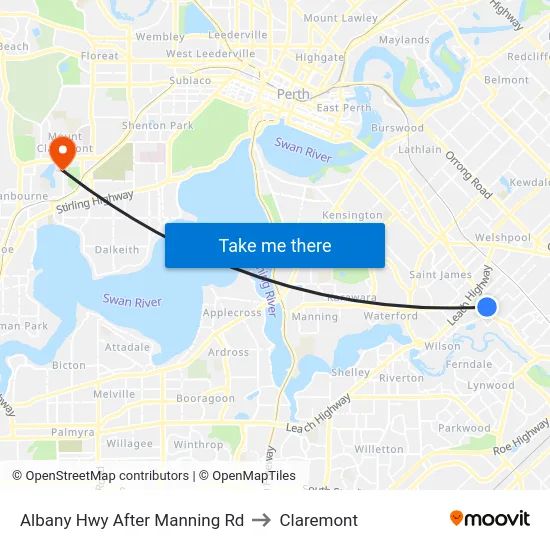 Albany Hwy After Manning Rd to Claremont map