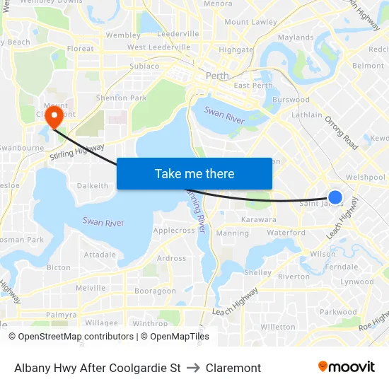 Albany Hwy After Coolgardie St to Claremont map