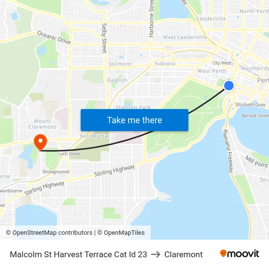 Malcolm St Harvest Terrace Cat Id 23 to Claremont map