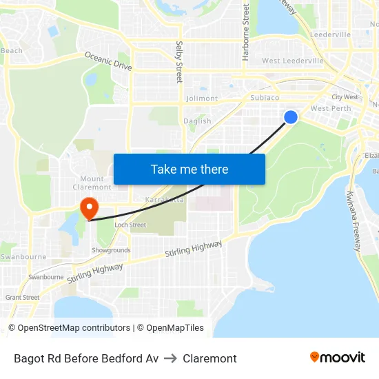 Bagot Rd Before Bedford Av to Claremont map