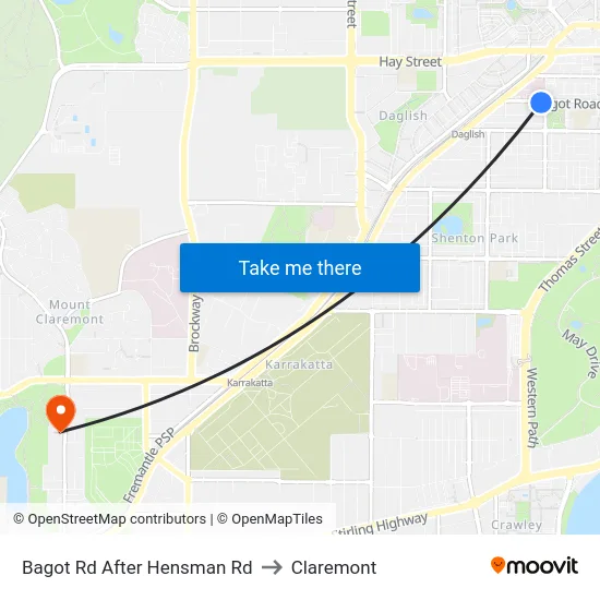 Bagot Rd After Hensman Rd to Claremont map