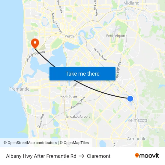 Albany Hwy After Fremantle Rd to Claremont map