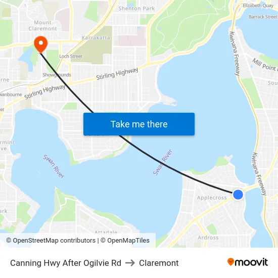Canning Hwy After Ogilvie Rd to Claremont map