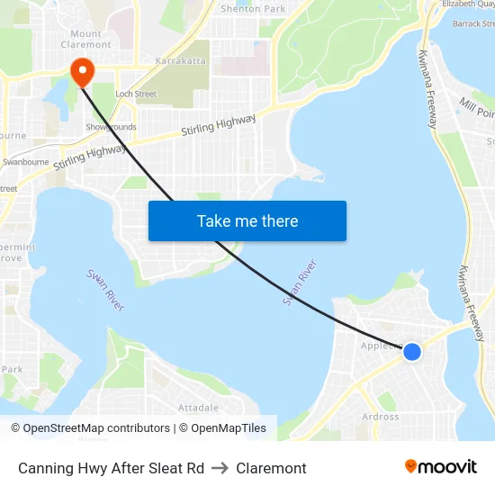 Canning Hwy After Sleat Rd to Claremont map