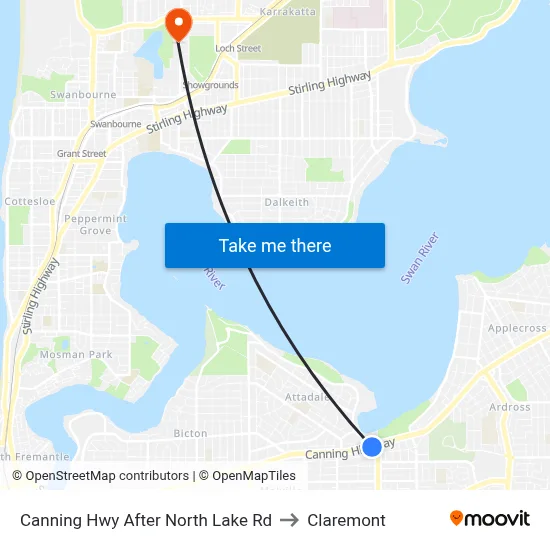 Canning Hwy After North Lake Rd to Claremont map