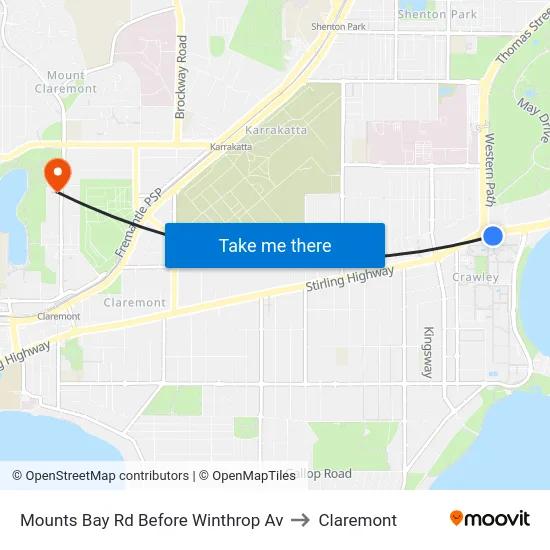 Mounts Bay Rd Before Winthrop Av to Claremont map