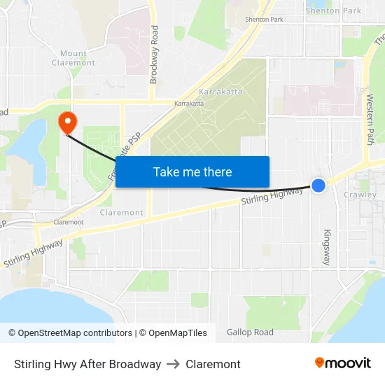 Stirling Hwy After Broadway to Claremont map