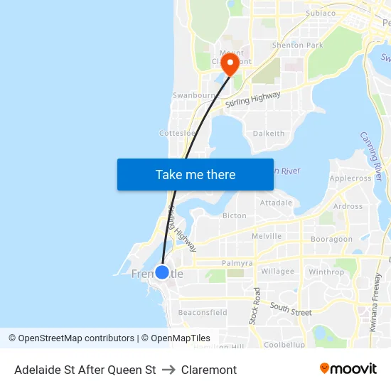 Adelaide St After Queen St to Claremont map