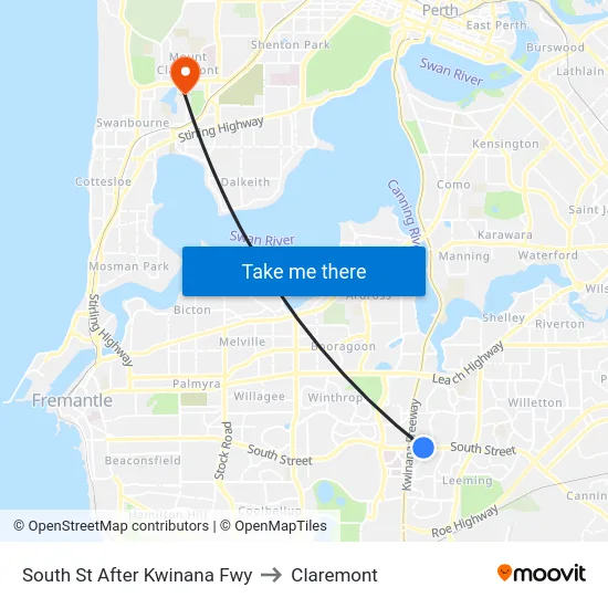South St After Kwinana Fwy to Claremont map