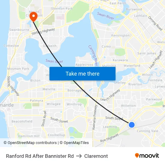 Ranford Rd After Bannister Rd to Claremont map
