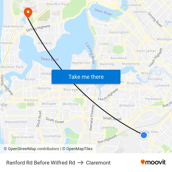 Ranford Rd Before Wilfred Rd to Claremont map