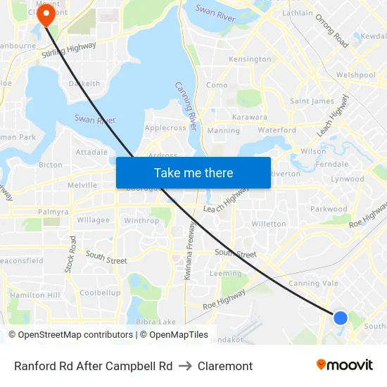 Ranford Rd After Campbell Rd to Claremont map