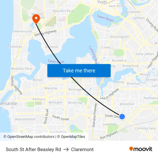 South St After Beasley Rd to Claremont map