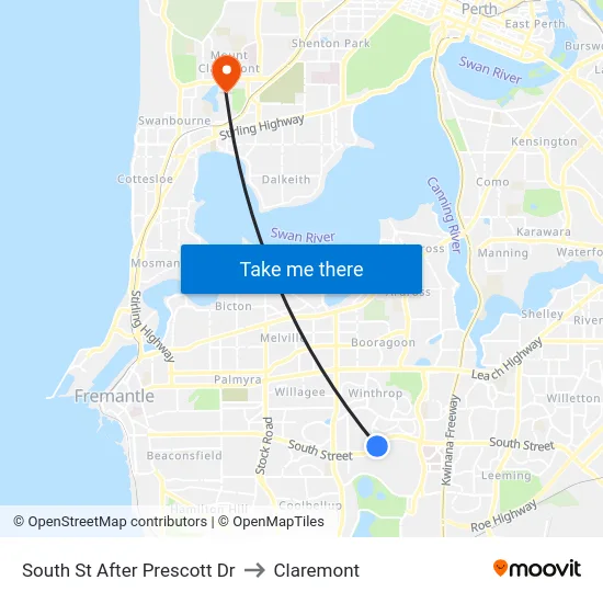 South St After Prescott Dr to Claremont map
