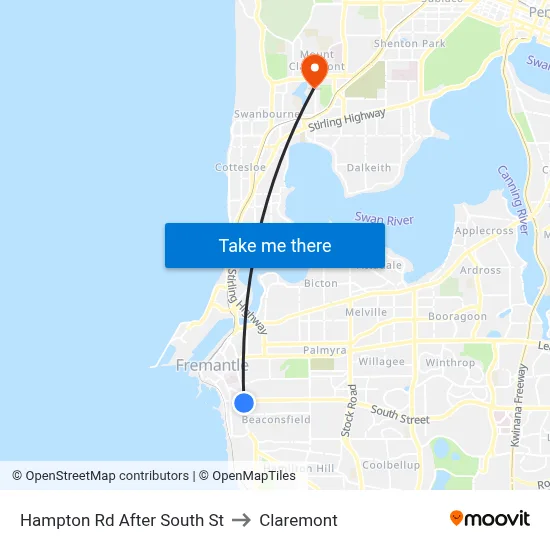 Hampton Rd After South St to Claremont map
