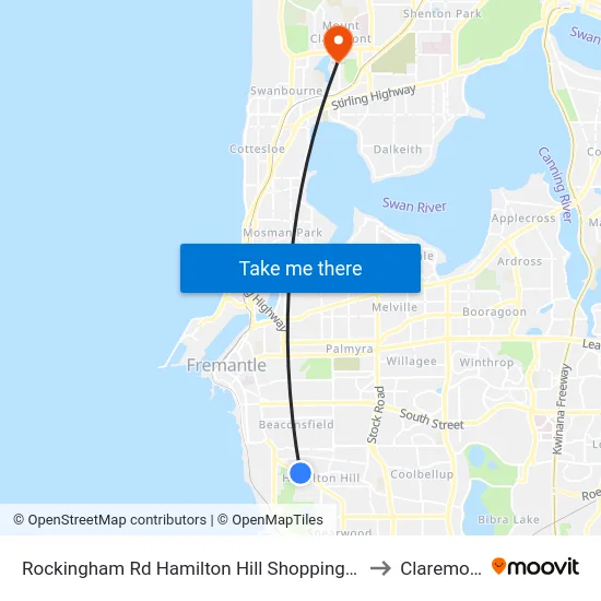 Rockingham Rd Hamilton Hill Shopping Ctr to Claremont map