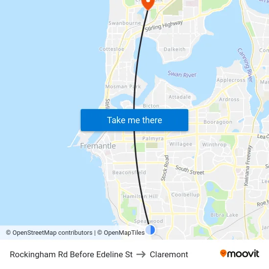 Rockingham Rd Before Edeline St to Claremont map