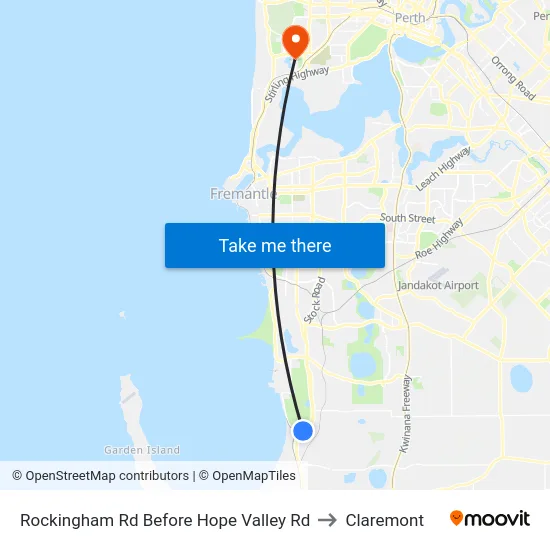 Rockingham Rd Before Hope Valley Rd to Claremont map
