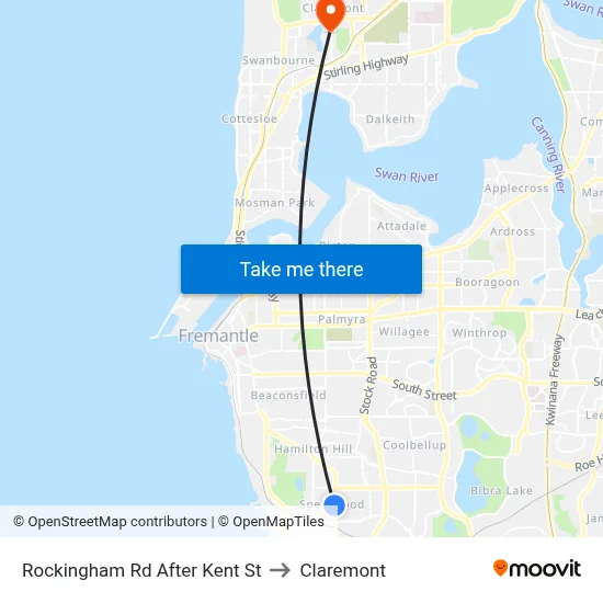 Rockingham Rd After Kent St to Claremont map
