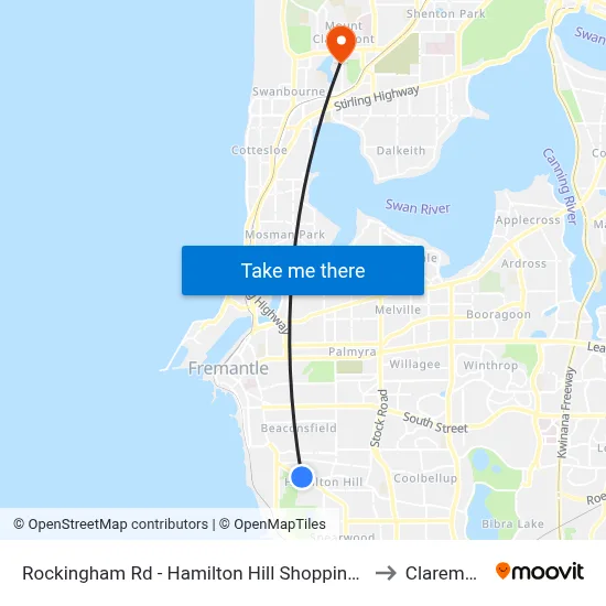 Rockingham Rd - Hamilton Hill Shopping Ctr to Claremont map