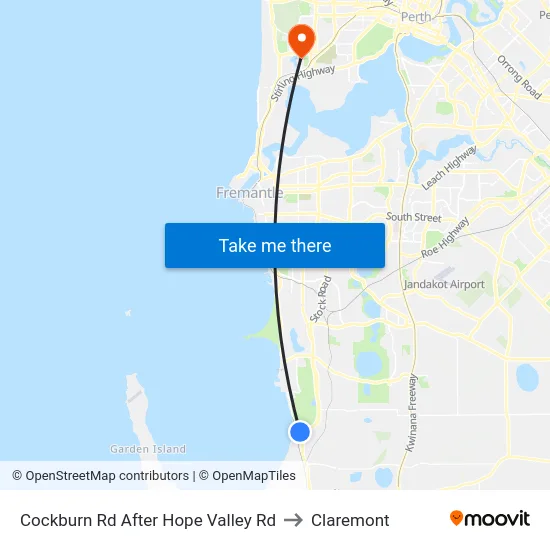 Cockburn Rd After Hope Valley Rd to Claremont map