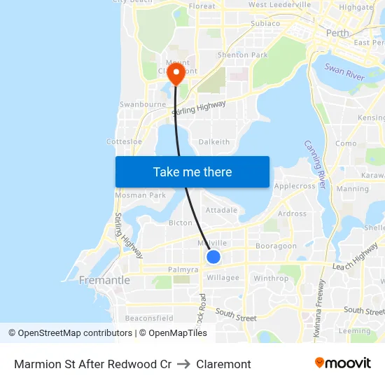 Marmion St After Redwood Cr to Claremont map