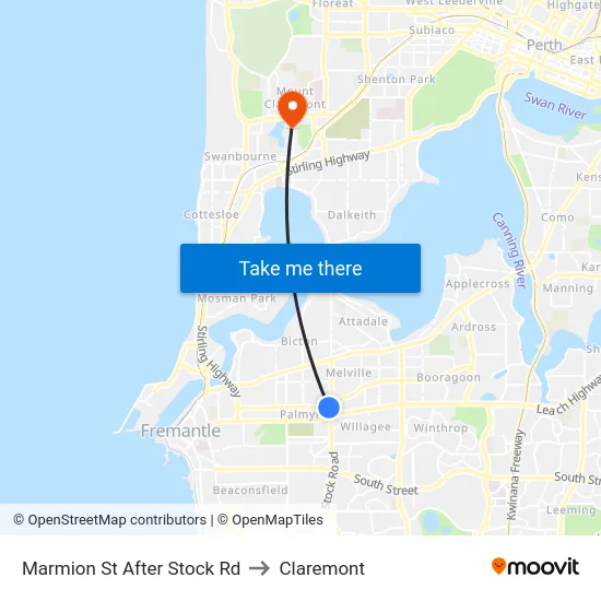 Marmion St After Stock Rd to Claremont map
