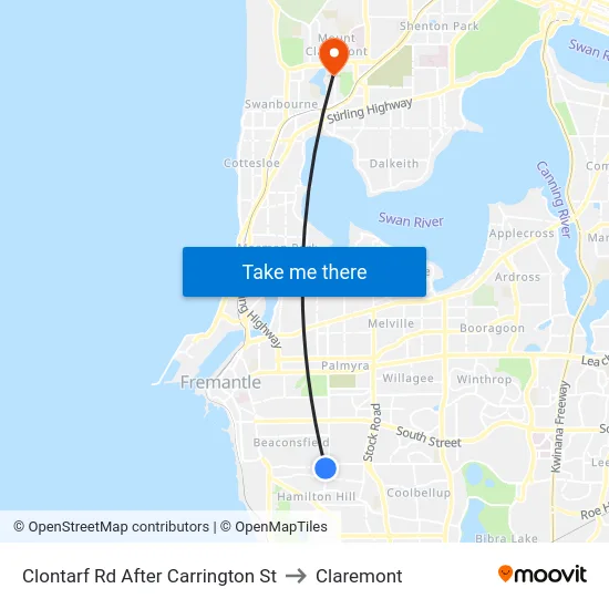 Clontarf Rd After Carrington St to Claremont map