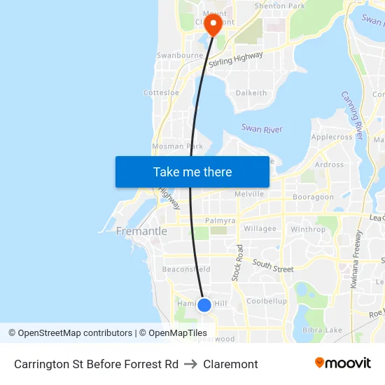 Carrington St Before Forrest Rd to Claremont map