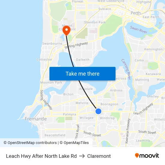 Leach Hwy After North Lake Rd to Claremont map