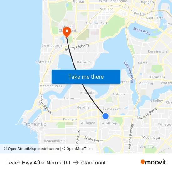 Leach Hwy After Norma Rd to Claremont map