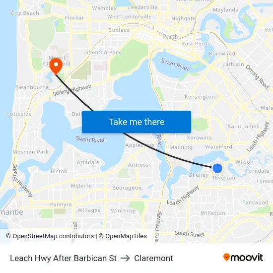 Leach Hwy After Barbican St to Claremont map