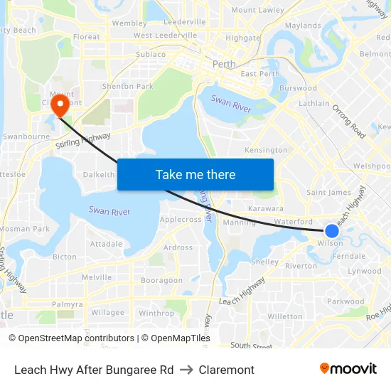 Leach Hwy After Bungaree Rd to Claremont map