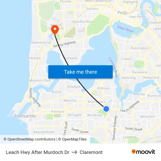 Leach Hwy After Murdoch Dr to Claremont map