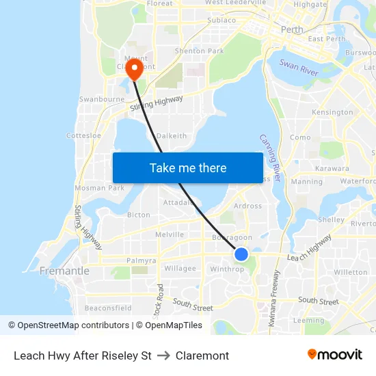 Leach Hwy After Riseley St to Claremont map