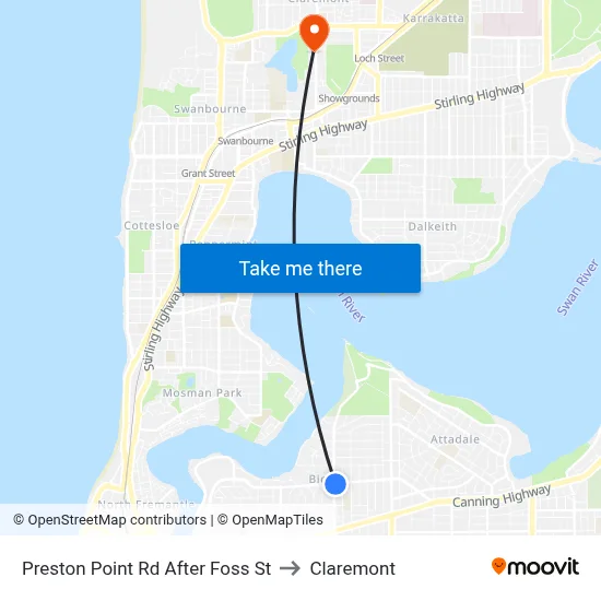 Preston Point Rd After Foss St to Claremont map