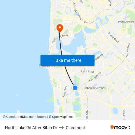North Lake Rd After Bibra Dr to Claremont map