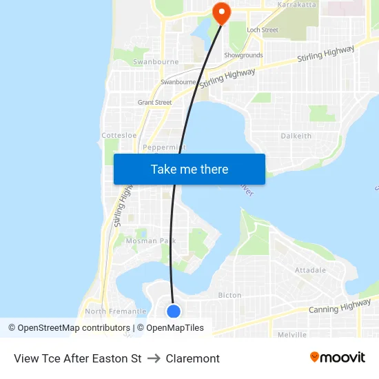 View Tce After Easton St to Claremont map