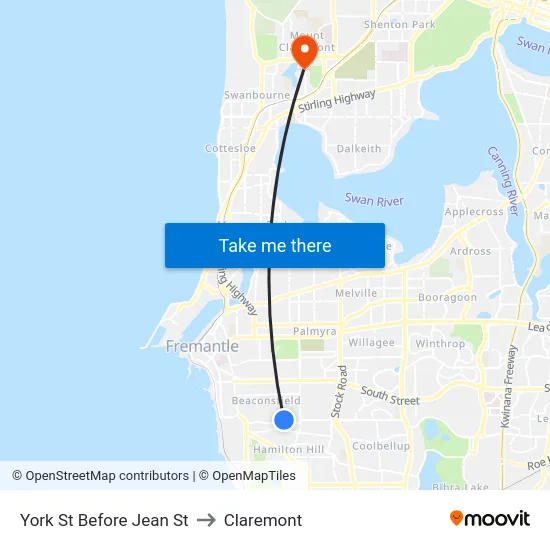 York St Before Jean St to Claremont map