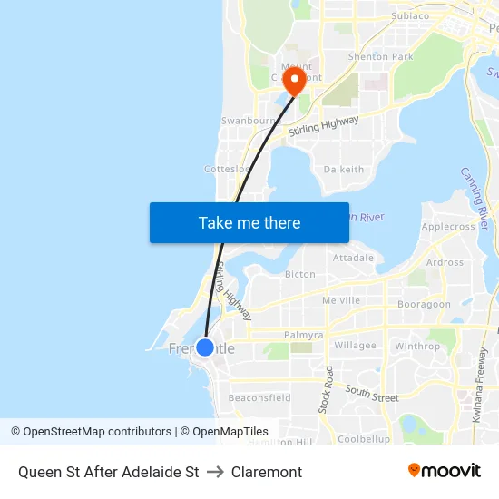Queen St After Adelaide St to Claremont map