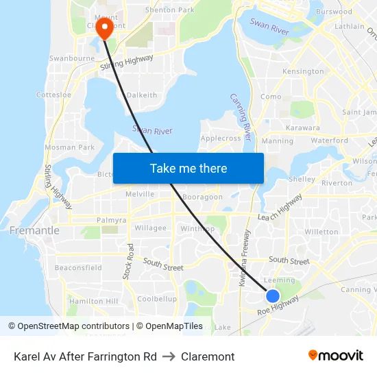 Karel Av After Farrington Rd to Claremont map