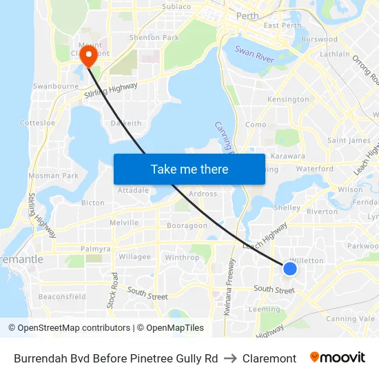 Burrendah Bvd Before Pinetree Gully Rd to Claremont map