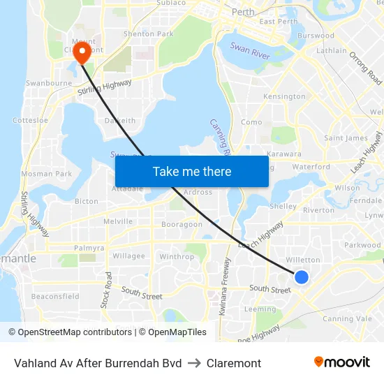 Vahland Av After Burrendah Bvd to Claremont map
