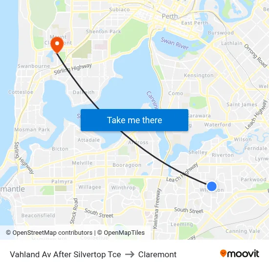 Vahland Av After Silvertop Tce to Claremont map