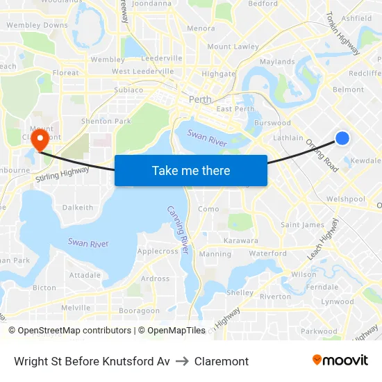 Wright St Before Knutsford Av to Claremont map