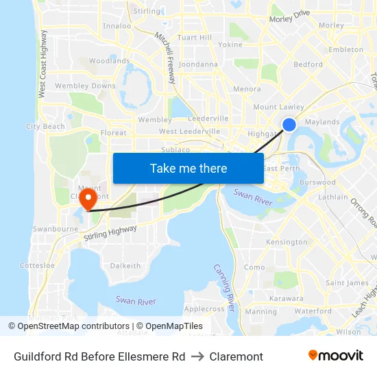 Guildford Rd Before Ellesmere Rd to Claremont map