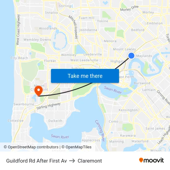 Guildford Rd After First Av to Claremont map