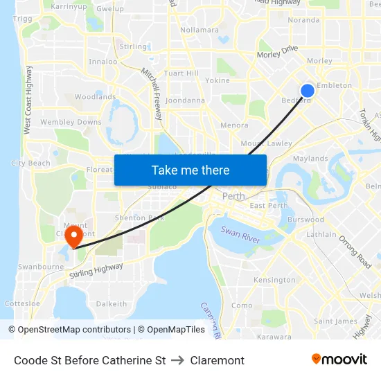 Coode St Before Catherine St to Claremont map