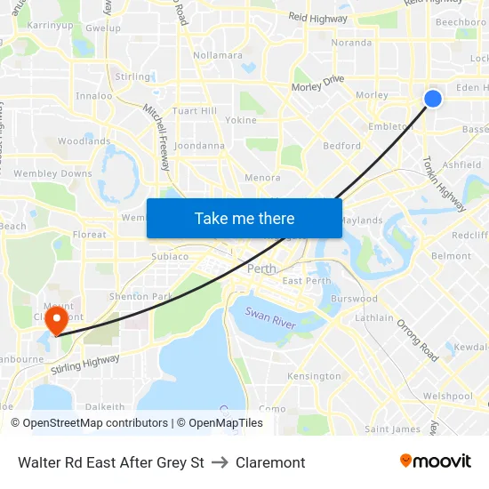 Walter Rd East After Grey St to Claremont map